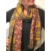 Double Sided Flower-Plaid Wool-Cashmere  Print Yellow, Orange & Black Scarf